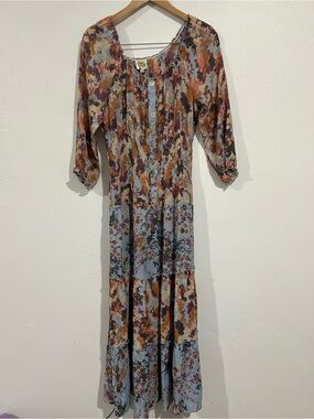 Bohemian Floral Tiered Maxi Dress in Multi-Color